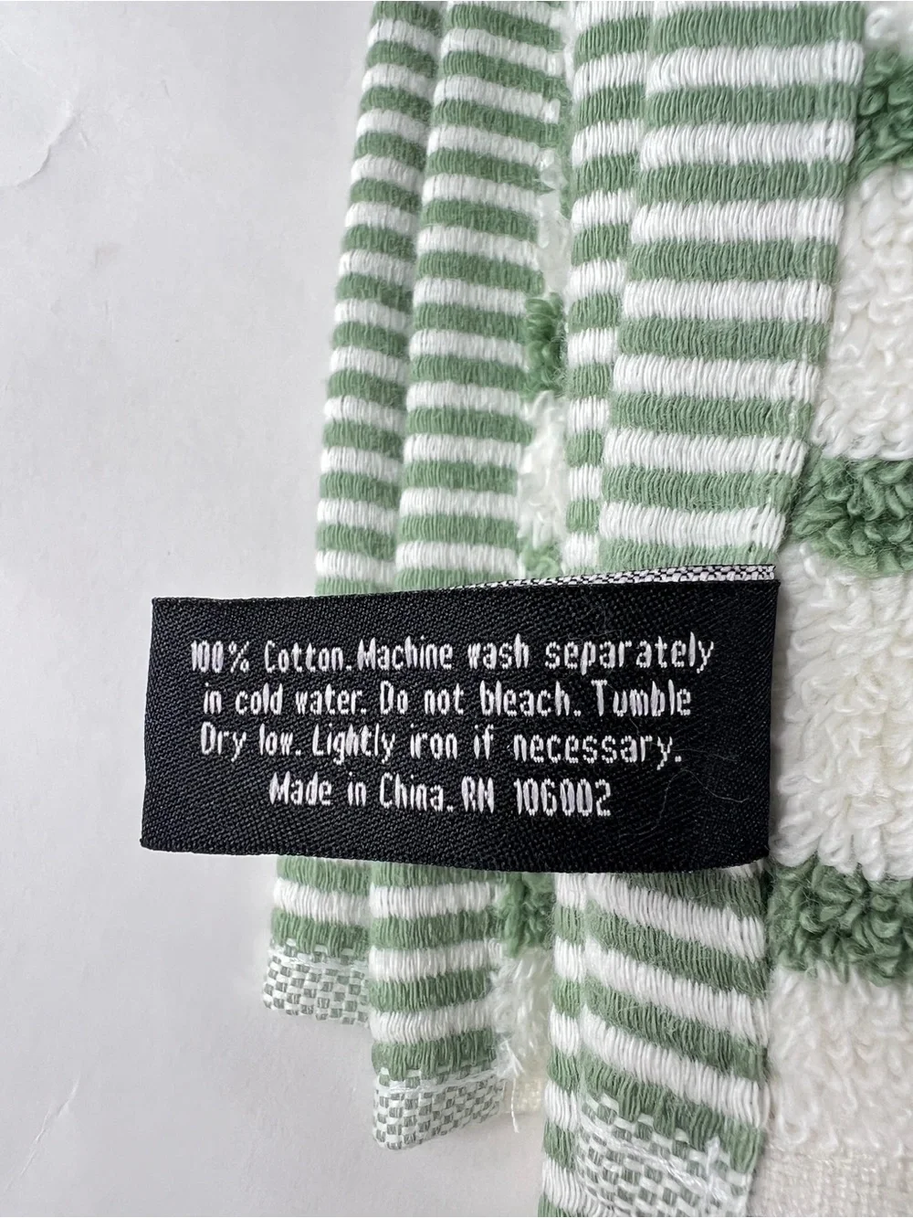 Rachel Zoe Bath Towels Green White Striped Soft Plush 100% Cotton 2 Pc NEW